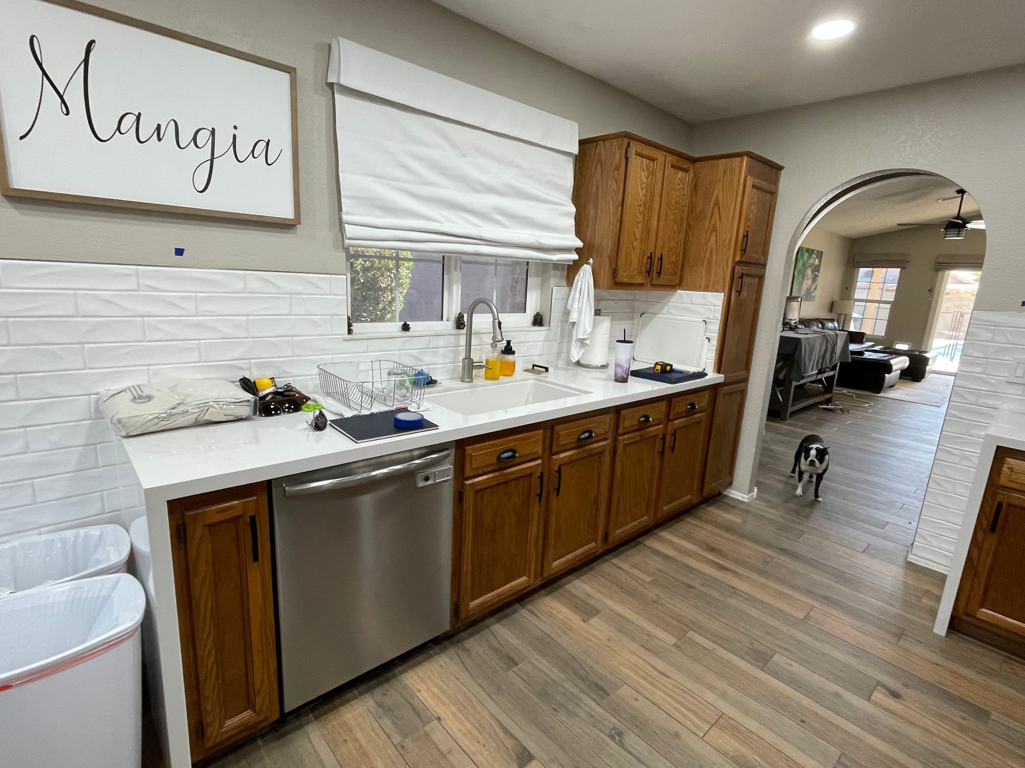 Chandler kitchen before remodel — honey oak raised-panel cabinets