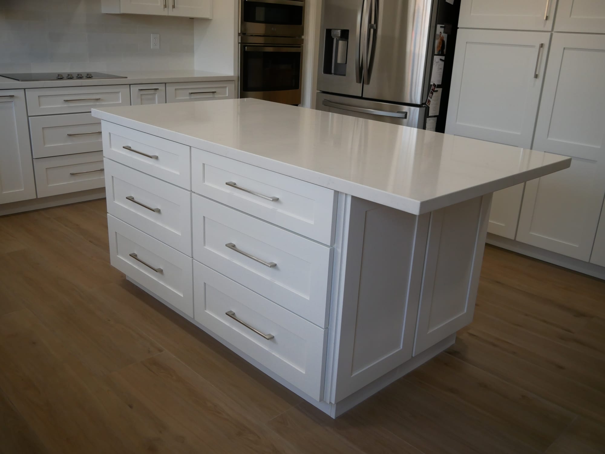 Gilbert white kitchen full view — completed Alpha Remodelers project
