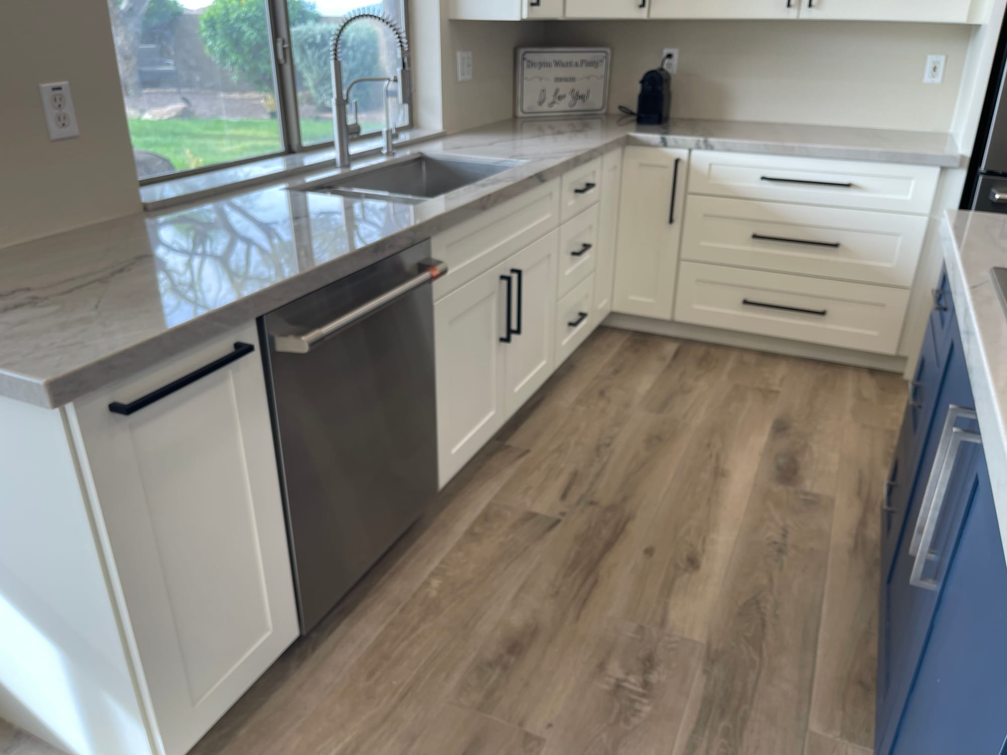 Scottsdale kitchen — matte black and brushed nickel cabinet pulls detail